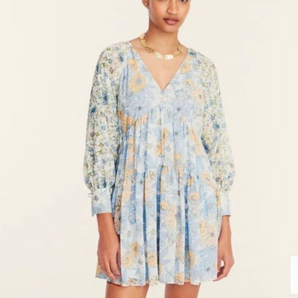 J Crew Dress Floral Pockets Long Sleeve Boho Prairie Peasant Fairy Size 0